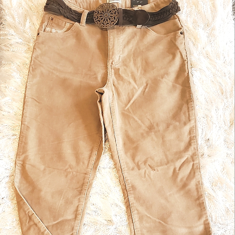 Women's corduroy long pants . Beige color. St John's Bay size 4